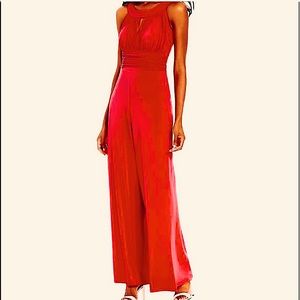 SANGRIA Wide-leg Ruched Halter Jumpsuit